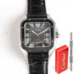 TW Factory 1-1 Copy Santos Cartier 39.8mm Anthracite Dial Leather Strap with Upgrade Clasp